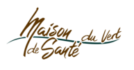 Logo avec l'inscription manuscrite "Maison de Santé du Vert" en marron et vert, avec une ligne courbe sous le texte.